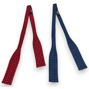 Lot of 2 Vintage Brooks Brothers Makers All Silk Bow Tie Red Blue